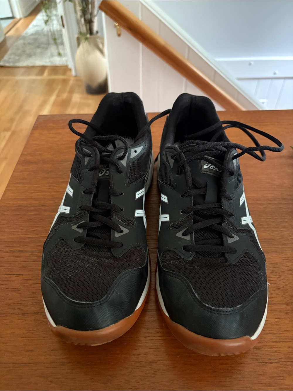 ASICS Men's Black Sneakers with Gum Outsole and White Accents